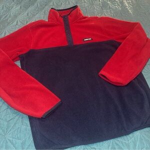 Land’s End - Men’s Medium - Red and Navy Half-Snap Fleece Pullover